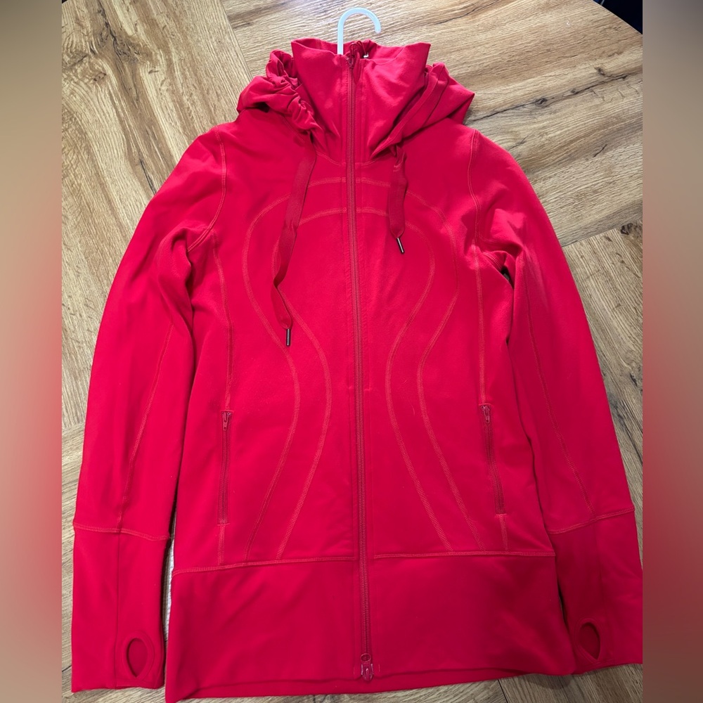 Women’s Red Hooded Lululemon - Performance Zip Front